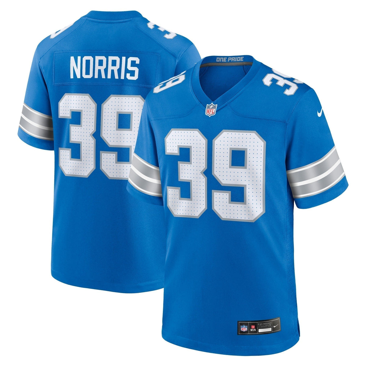 Morice Norris Detroit Lions  Game Jersey -  Blue