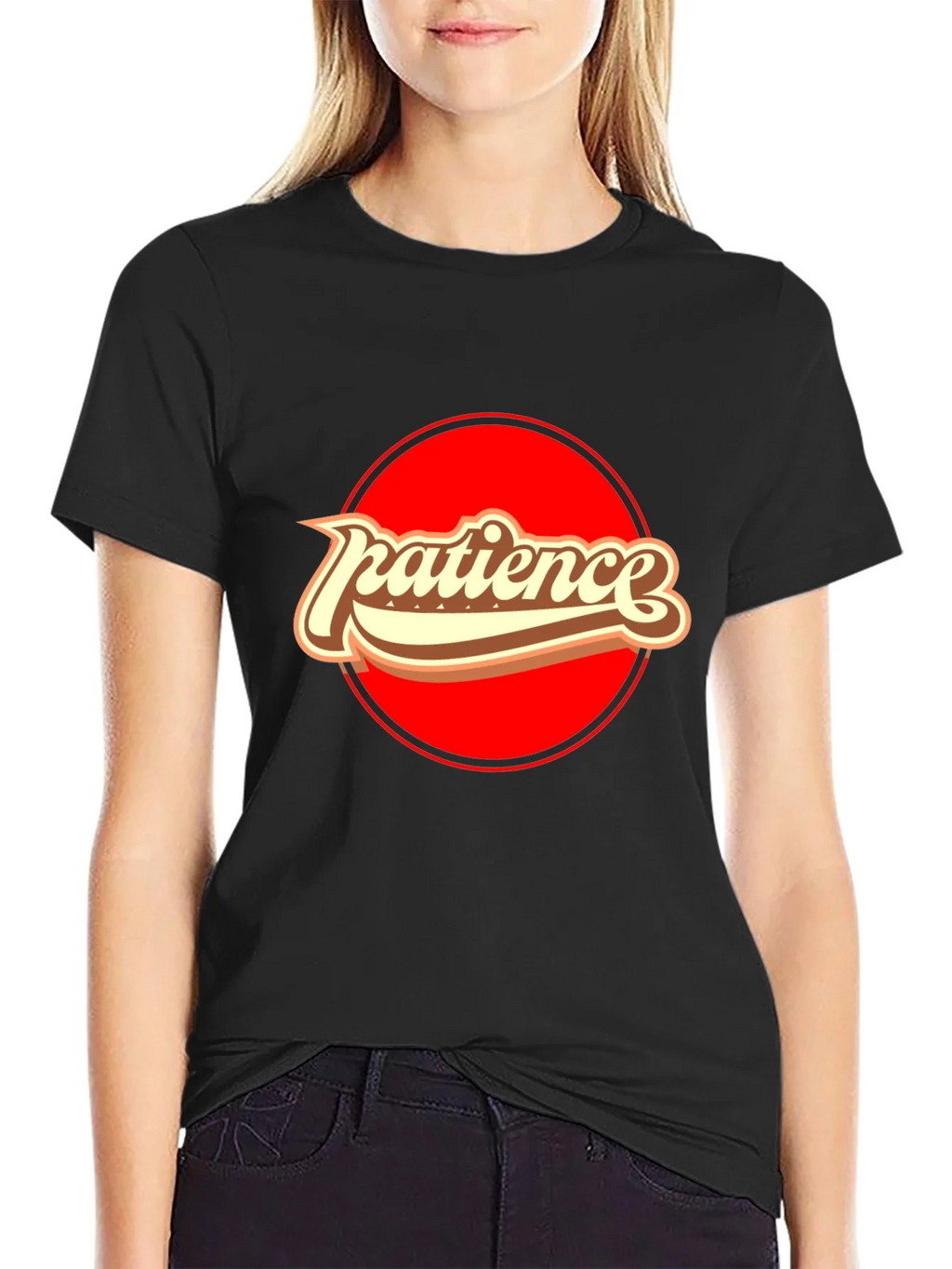 Patience Retro Graphic T-Shirt - Comfort Black Tee