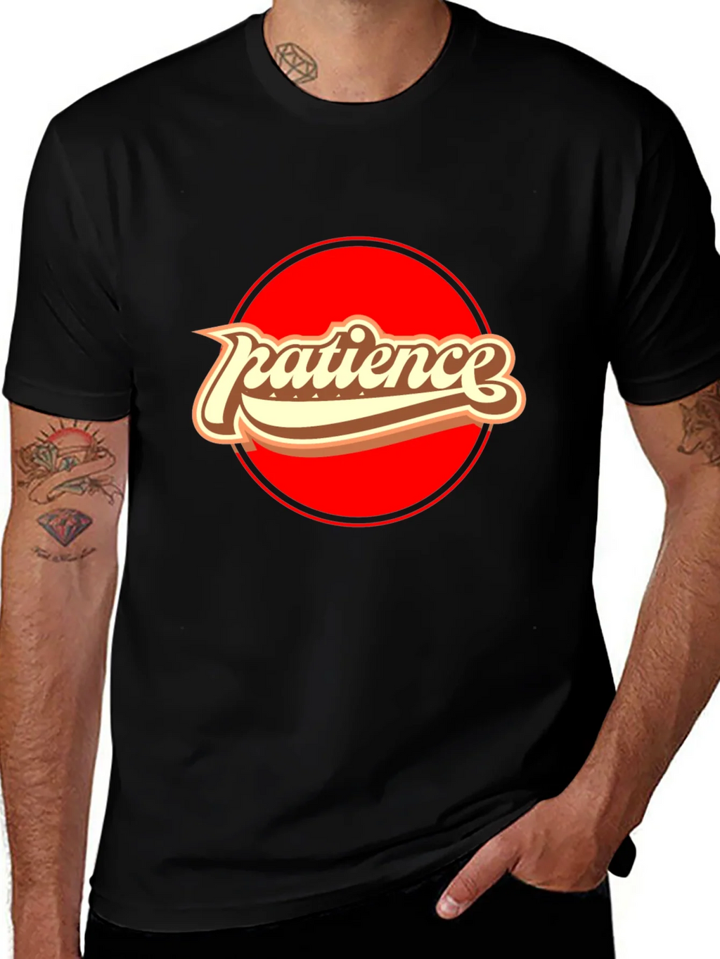 Patience Retro Graphic T-Shirt - Comfort Black Tee