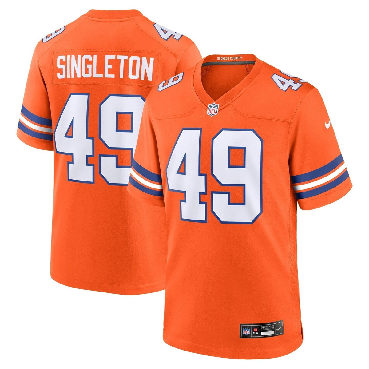 Alex Singleton Denver Broncos  Alternate Game Jersey -  Orange