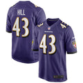 Baltimore Ravens Justice Hill Purple Game Jersey