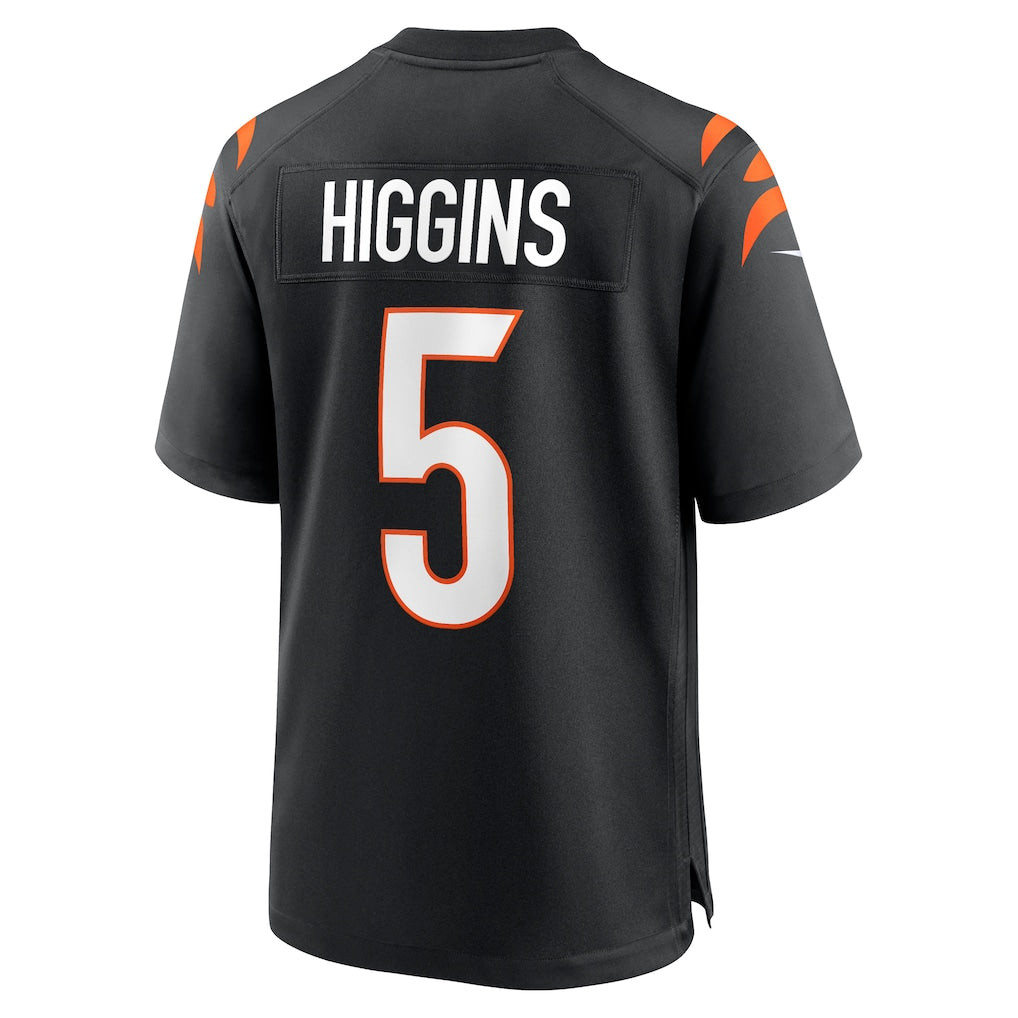 C.Bengals #5 Tee Higgins Black Game Player Jersey