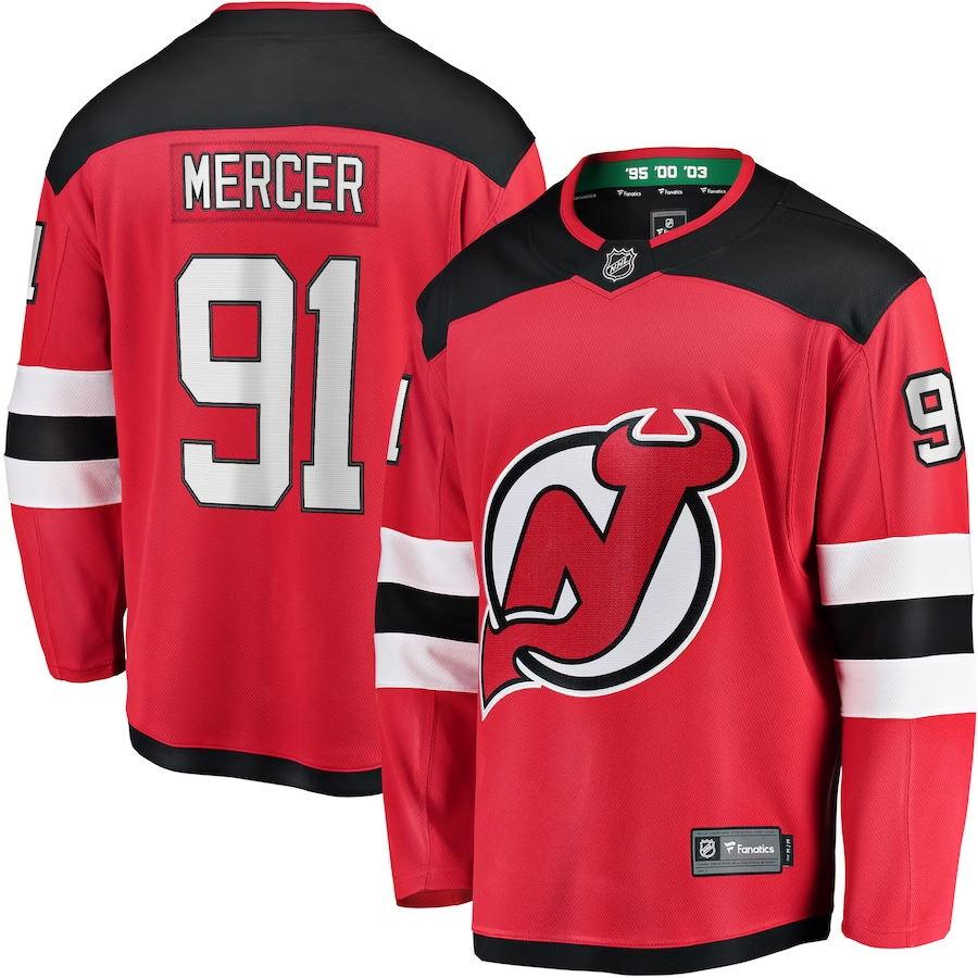 Men's New Jersey1 Devils Dawson Mercer #91 Red Player Game Jersey1