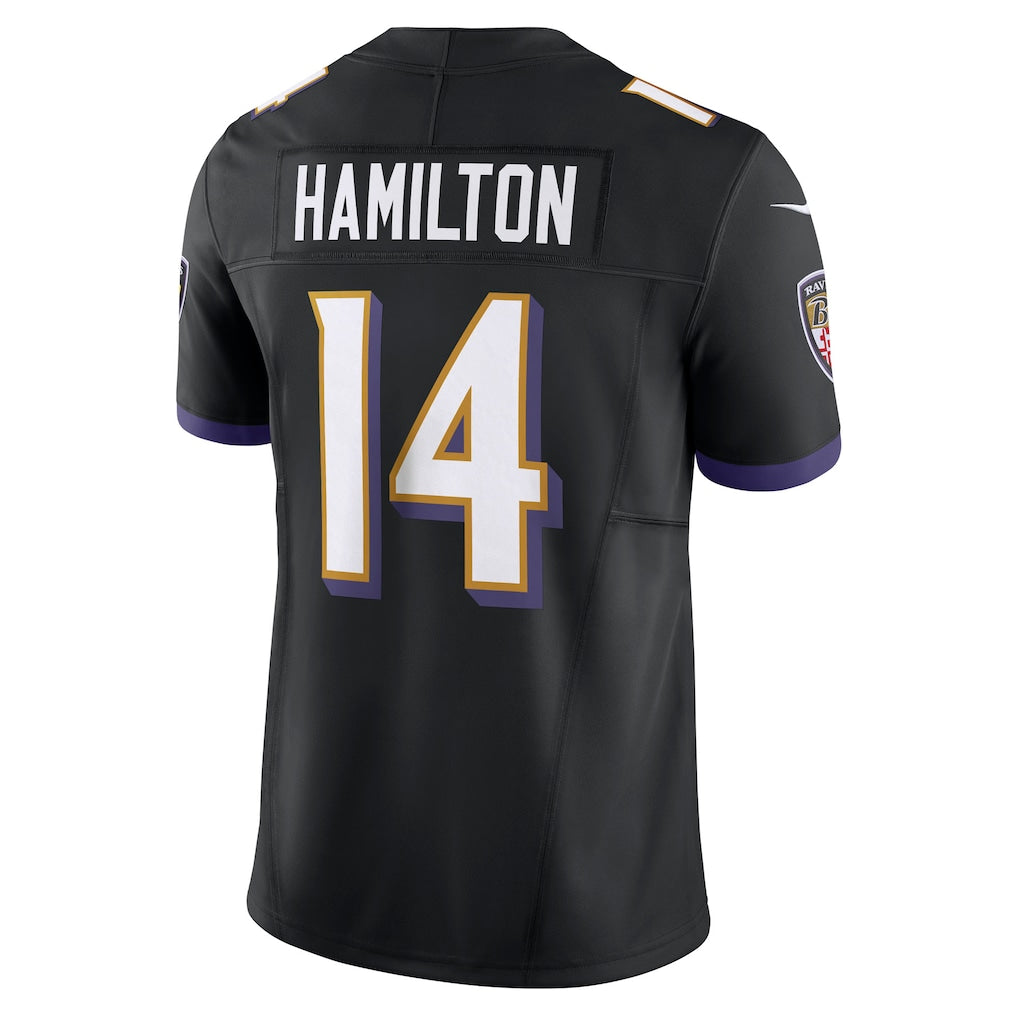 B.Ravens #14 Kyle Hamilton Black-Alternate Vapor F.U.S.E. Limited Jersey