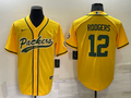 Men's Green Bay Packers Aaron Rodgers Gold Inverted Team Game Jersey Joint Edition