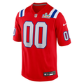 Men's New England Patriots  Red Super Bowl LX Patch Custom Game Jersey