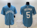 Men's Los Angeles Dodgers Freddie Freeman #5 Light Blue Limited Player Jersey1