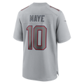 NE.Patriots #10 Drake Maye Gray Atmosphere Fashion Game Jersey