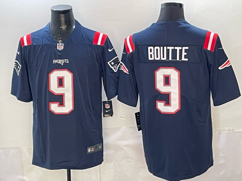 Men's New England Patriots Kayshon Boutte #9 Navy Game Jersey