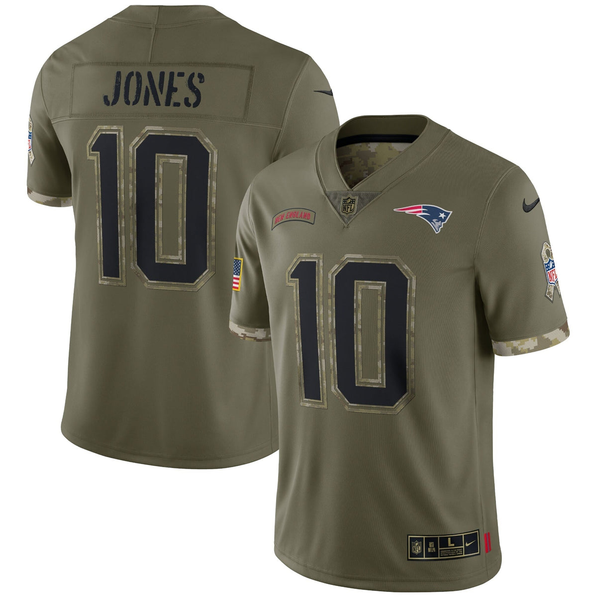 Mac Jones New England Patriots  Salute To Service Limited Jersey - Olive