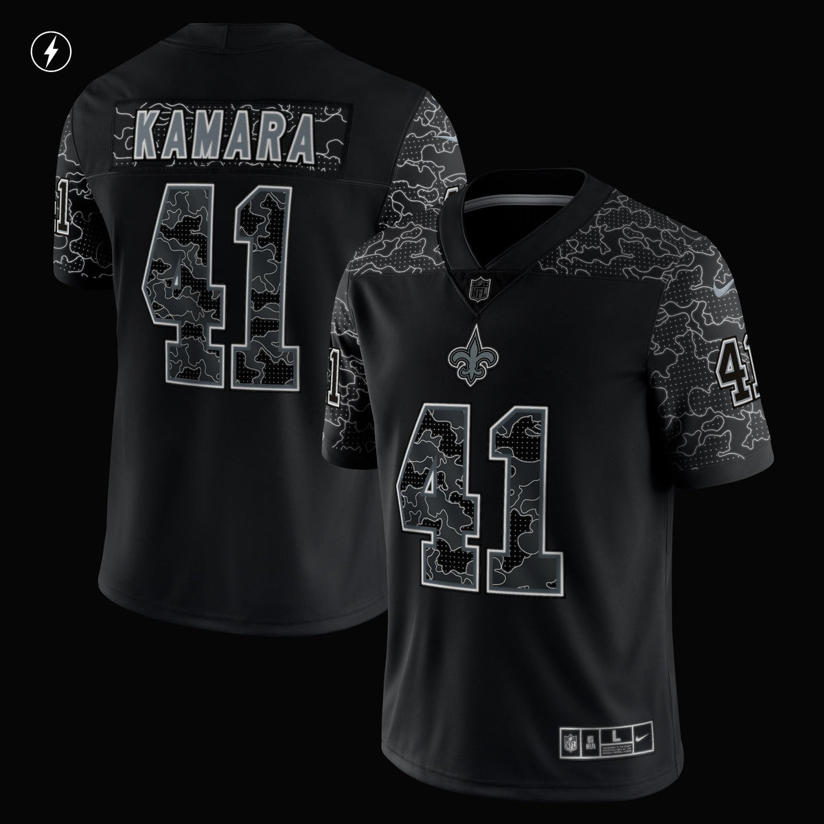 Alvin Kamara New Orleans Saints  RFLCTV Limited Jersey - Black