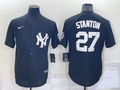 Men's New York Yankees Giancarlo Stanton #27 Black Replica Baseball Jersey1