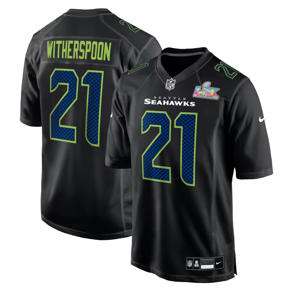 Men's Seattle Seahawks Devon Witherspoon  Black Super Bowl LX Patch Carbon Fashion Game Jersey