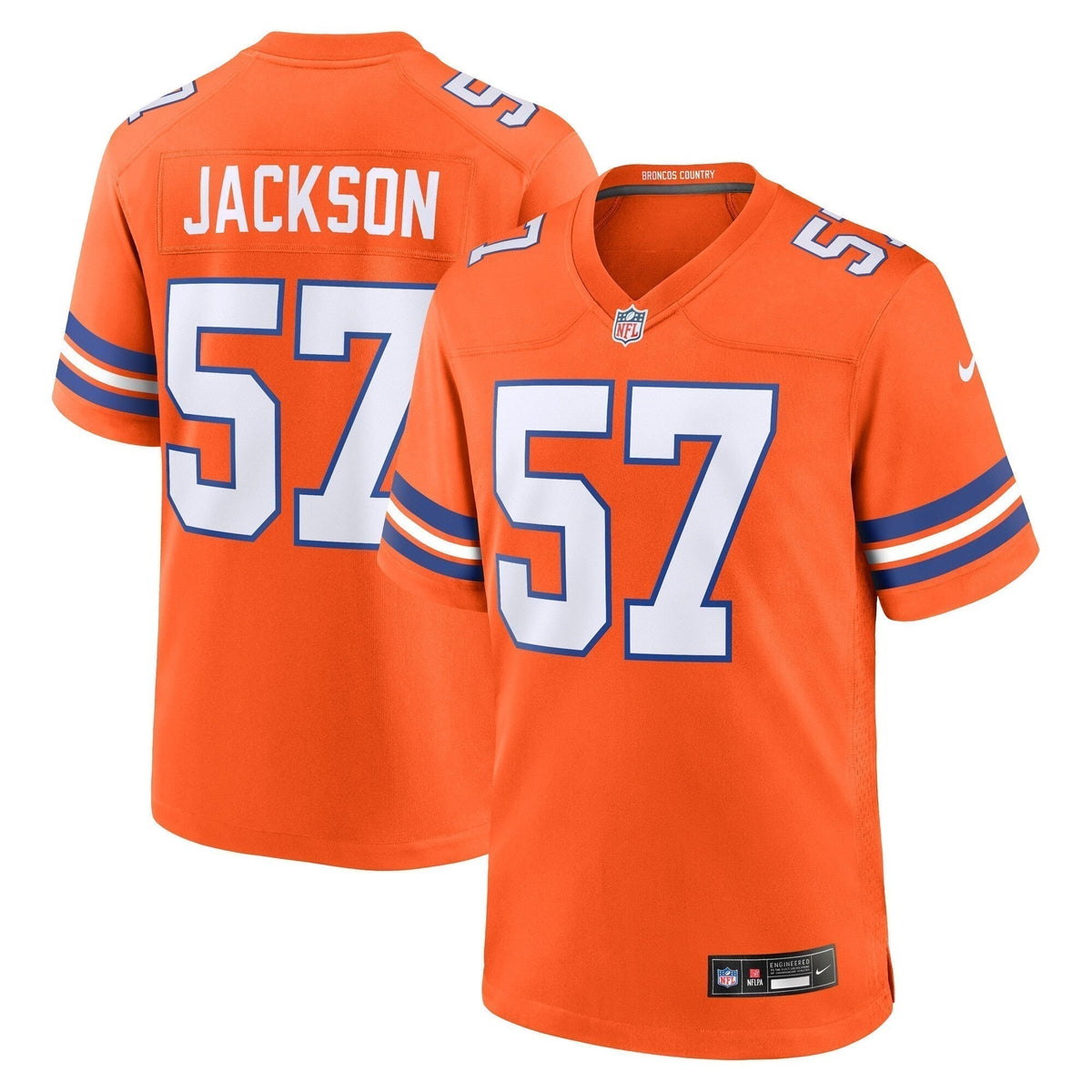 Tom Jackson Denver Broncos  Mile High Collection 1977 Throwback Retired   Game Jersey - Orange