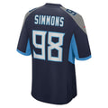 T.Titans #98 Jeffery Simmons Navy Game Jersey