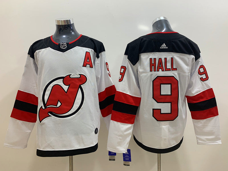 Men's New Jersey1 Devils Taylor Hall #9 White Player Game Jersey1