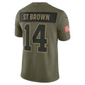 D.Lions #14 Amon-Ra St. Brown Olive 2025 Salute to Service Limited Jersey