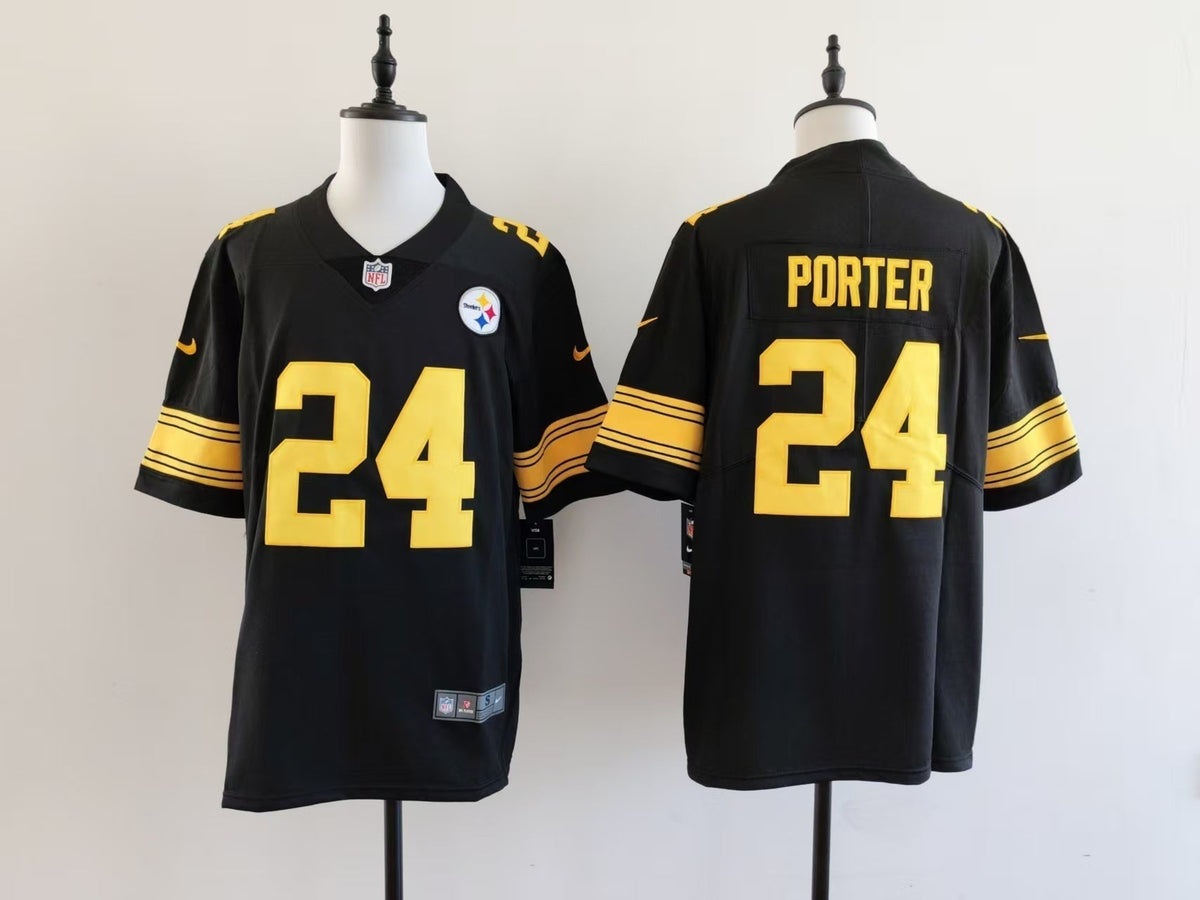 Men's Pittsburgh Steelers Joey Porter  Jersey -  Black-yellow numbers
