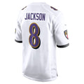 B.Ravens #8 Lamar Jackson White Game Jersey