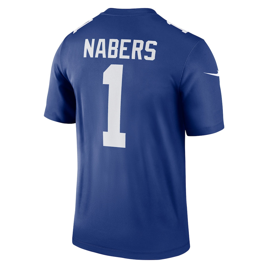NY.Giants #1 Malik Nabers Royal Legend Player Performance Top Jersey