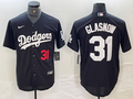 Men's Los Angeles Dodgers Tyler Glasnow #31 Black Replica Game Jersey1