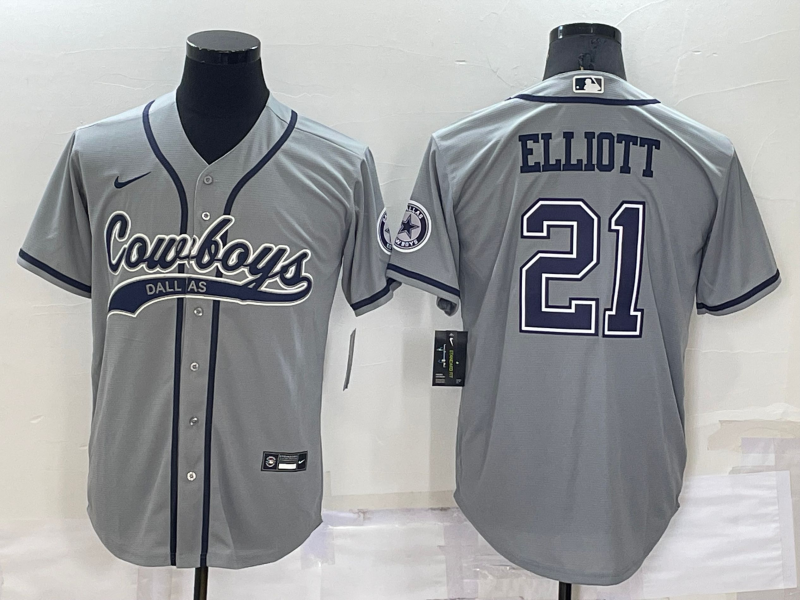 Men's Dallas Cowboys Ezekiel Elliott Gray Game Jersey Joint Edition