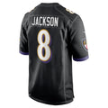 B.Ravens #8 Lamar Jackson Black Alternate Game Jersey