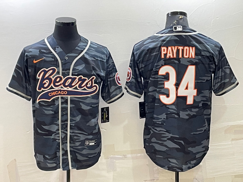Men's Chicago Bears Walter Payton Grey Camouflage Player Jersey Joint Edition