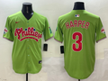 Men's Philadelphia Phillies Bryce Harper #3 Green Game Jersey1