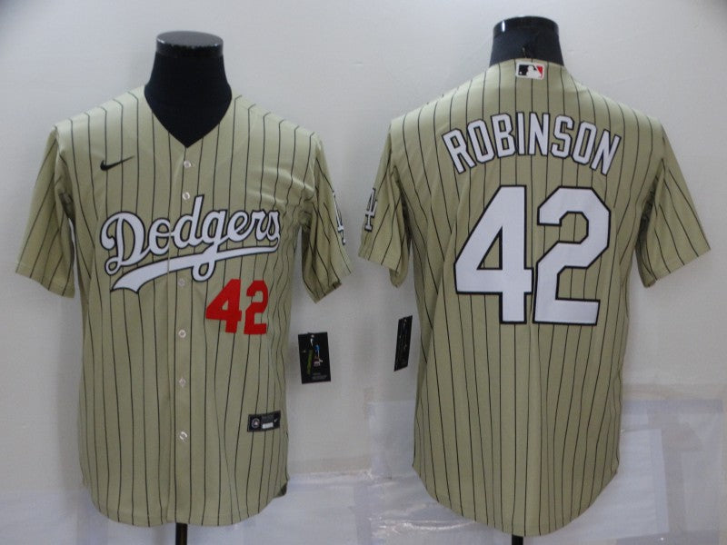 Men's Los Angeles Dodgers Jackie Robinson Gold Replica Baseball Jersey