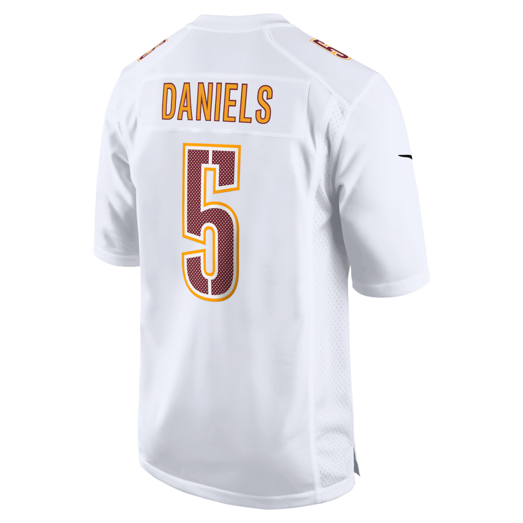 W.Commanders #5 Jayden Daniels Tundra White Fashion Jersey