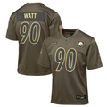 Youth Pittsburgh Steelers T.J. Watt  Olive 2025 Salute to Service Game Jersey