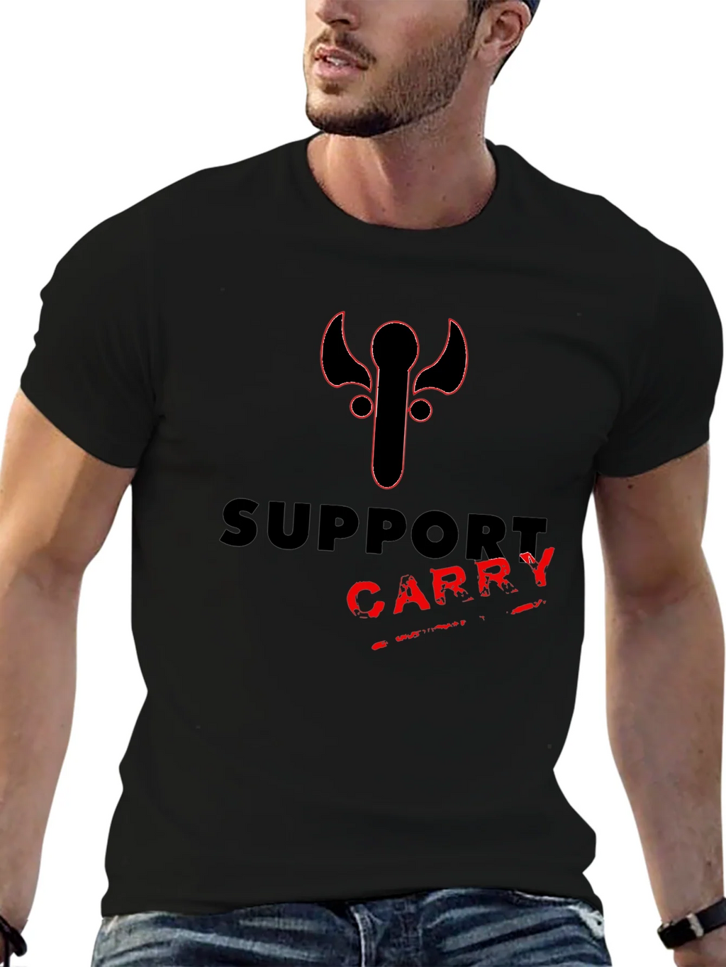 Support Carry Tee - Gamer Style Black T-Shirt