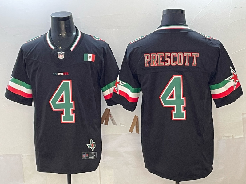 Men's Dallas Cowboys Dak Prescott #4 Black Game Team Jersey