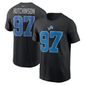 Men's Detroit Lions Aidan Hutchinson  Black Player Name & Number T-Shirt