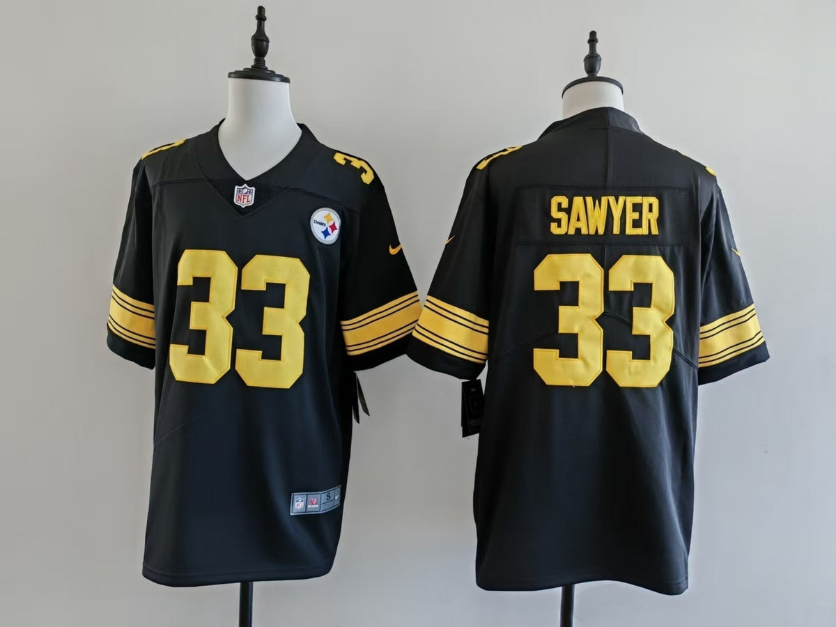 Men's Pittsburgh Steelers Jack Sawyer  Jersey -  Black-yellow numbers
