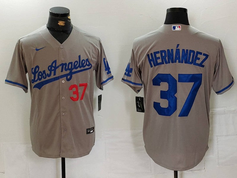 Men's Los Angeles Dodgers Teoscar Hernandez Gray Game Jersey