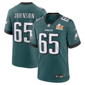 Men's Philadelphia Eagles Lane Johnson  Midnight Green Super Bowl LIX Game Jersey