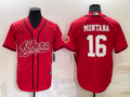 Men's San Francisco 49ers Joe Montana Red Game Jersey Joint Edition