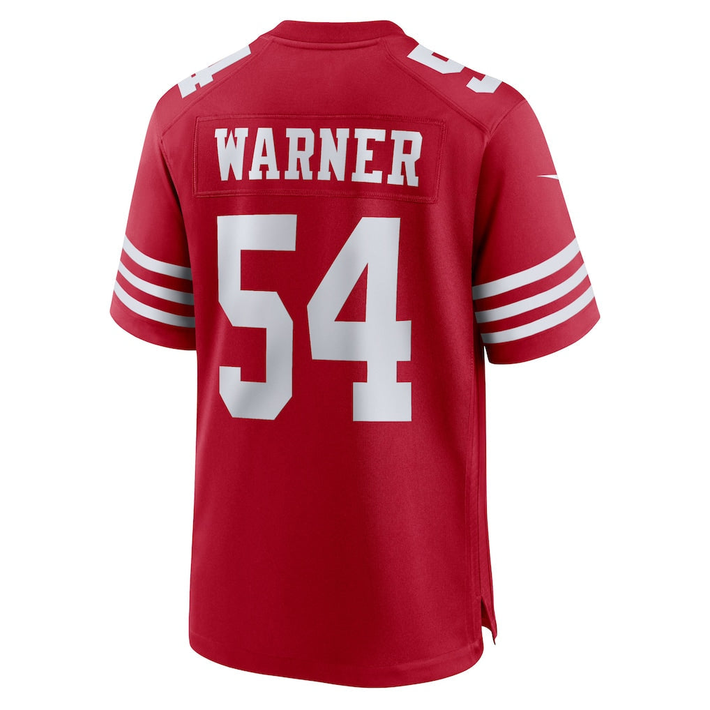SF.49ers #54 Fred Warner Scarlet Team Game Player Jersey