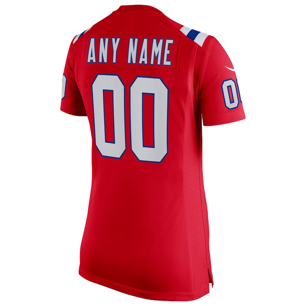 Women's New England Patriots  Red Super Bowl LX Patch Custom Game Jersey