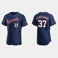 #37 STEPHEN STRASBURG WASHINGTON NATIONALS AUTHENTIC ALTERNATE JERSEY C NAVY Baseball Jerseys