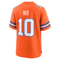D.Broncos #10 Bo Nix Orange Mile High Collection 1977 Throwback Player Game Jersey