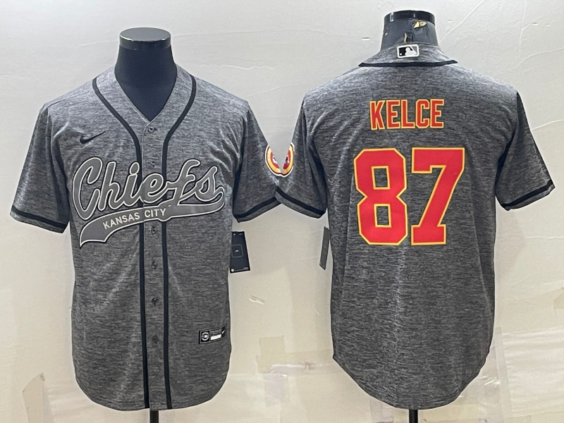 Men's Kansas City Chiefs Travis Kelce Grey Game Jersey Joint Edition