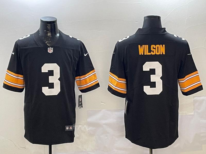 Men's Pittsburgh Steelers Russell Wilson  Jersey -  Black-No team logo