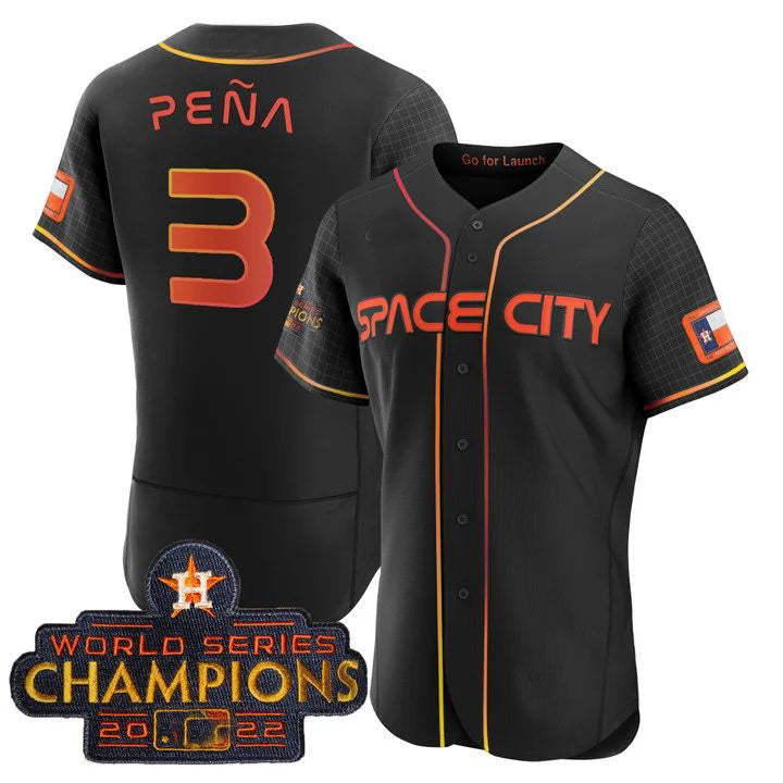 #3 Jeremy Pena Houston Astros 2023 SPACE CITY CHAMPIONS FLEX JERSEY C black  ALL STITCHED Baseball Jerseys