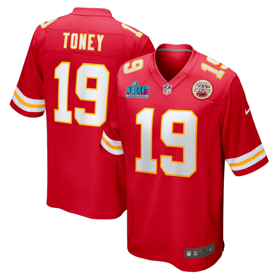 Men's Kansas City Chiefs Kadarius Toney Red Super Bowl LVII Patch Game Jersey