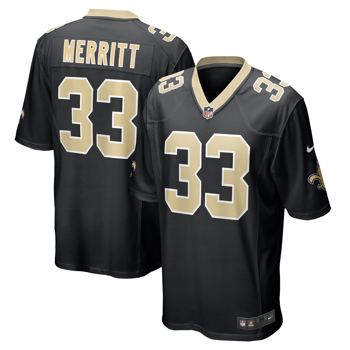 Kirk Merritt New Orleans Saints  Team Game Jersey -  Black