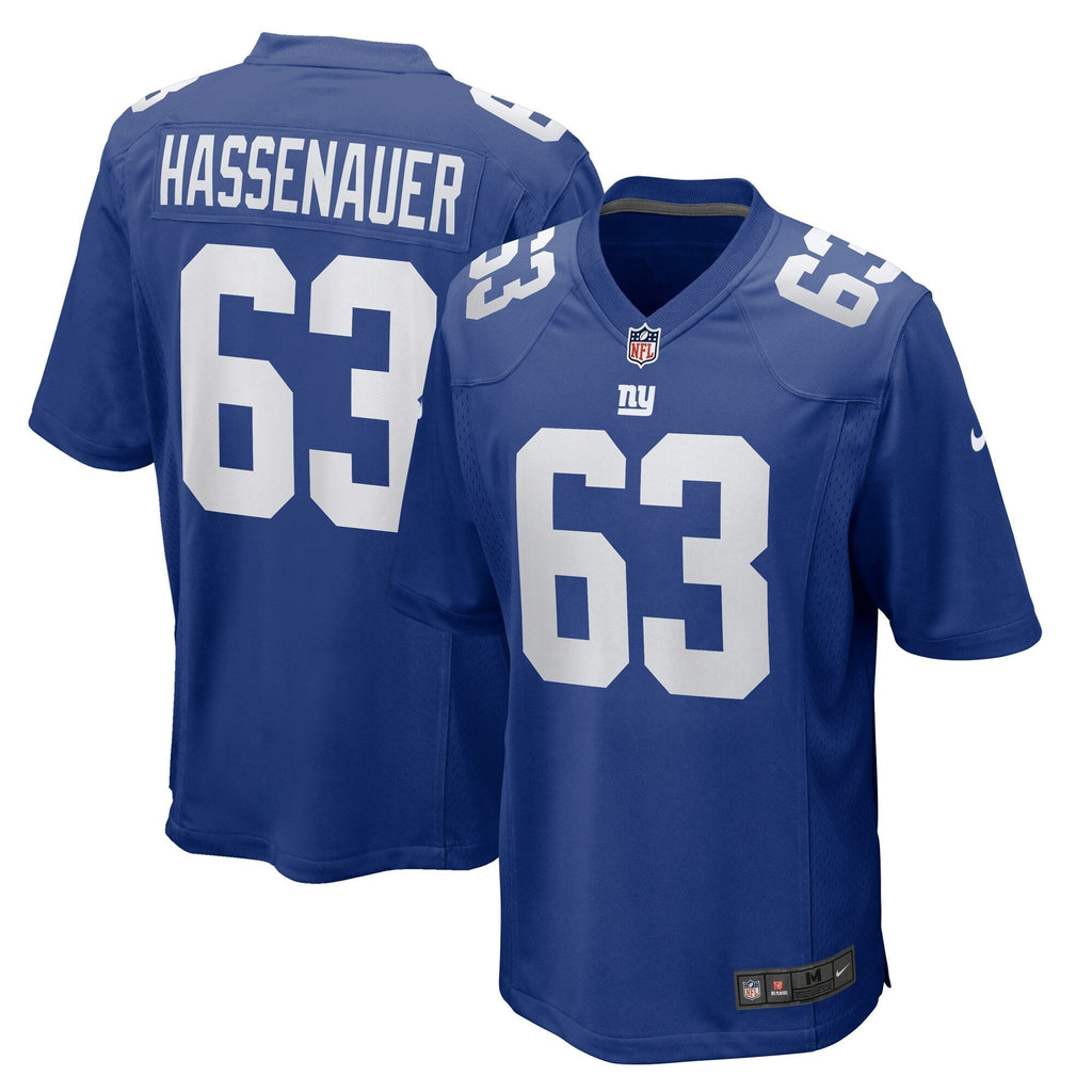 JC Hassenauer New York Giants  Team Game Jersey - Royal