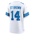 D.Lions #14 Amon-Ra St. Brown White Game Jersey